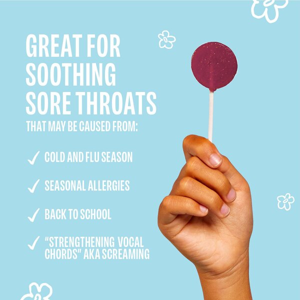 Lolleez Organic Throat Soothing Lollipops for Kids, Mixed Berry, 15 CT