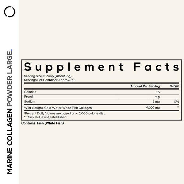 Marine Collagen Powder, Wild-Caught Hydrolyzed Fish Collagen Peptides Types 1 & 3, Non-GMO, 16 oz