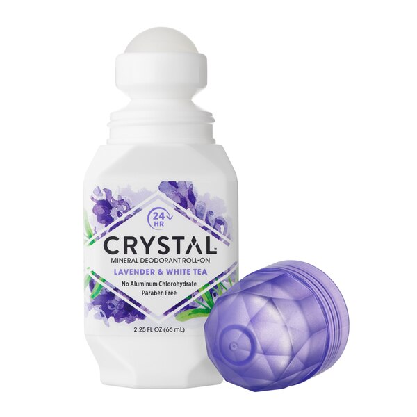 Crystal 24-Hour Mineral Deodorant Roll-On, Lavender & White Tea, 2.25 OZ