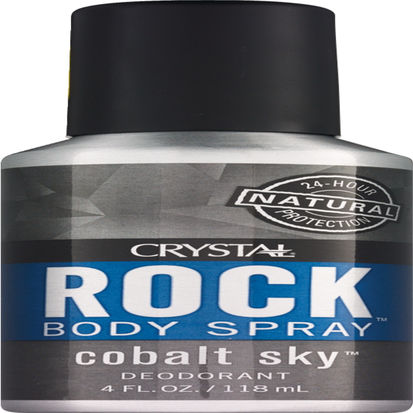 Crystal Rock 24-Hour Deodorant Body Spray, Cobalt Sky, 4 OZ