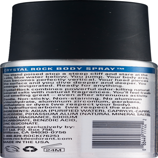 Crystal Rock 24-Hour Deodorant Body Spray, Cobalt Sky, 4 OZ