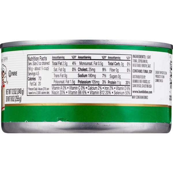 Bumble Bee Chunk Light Tuna in Vegetable Oil, 12 OZ