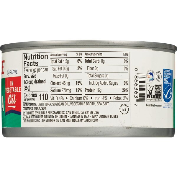 Bumble Bee Chunk Light Tuna in Vegetable Oil, 12 OZ