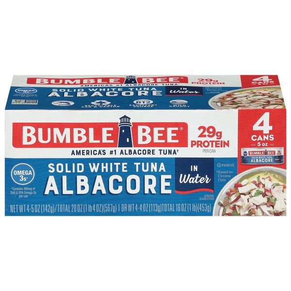 Bumble Bee Solid White Albacore Tuna in Water, 4 ct, 20 oz