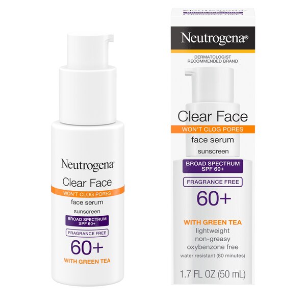 Neutrogena Clear Face Serum Sunscreen with Green Tea, SPF 60+, 1.7 oz