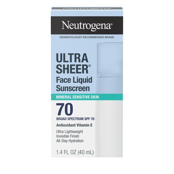 Neutrogena Ultra Sheer Mineral Liquid Face Sunscreen, SPF 70, 1.4 OZ