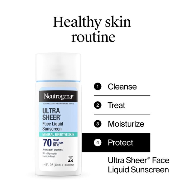 Neutrogena Ultra Sheer Mineral Liquid Face Sunscreen, SPF 70, 1.4 OZ