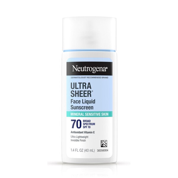 Neutrogena Ultra Sheer Mineral Liquid Face Sunscreen, SPF 70, 1.4 OZ