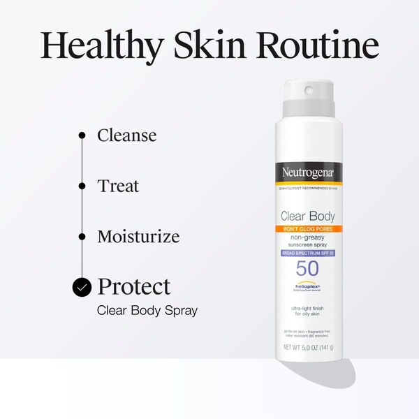 Neutrogena Clear Body Sunscreen Spray, SPF 50, 5 OZ