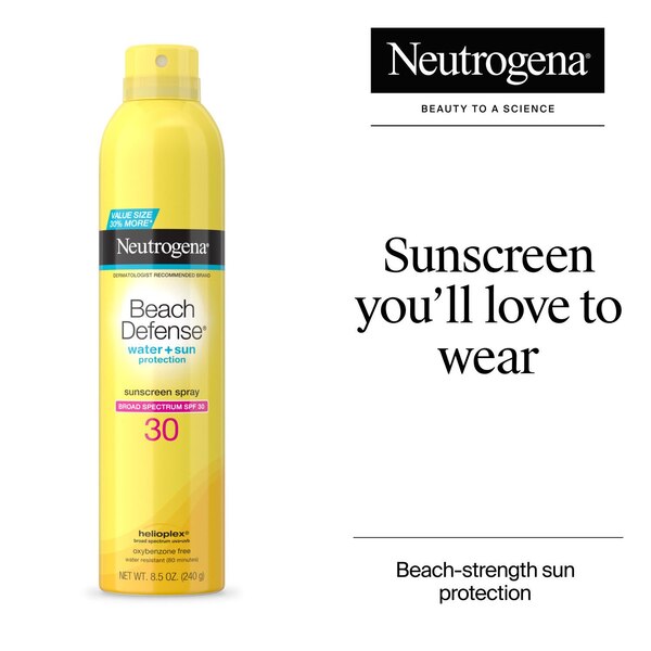 Neutrogena Beach Defense Spray Body Sunscreen, SPF 30, 8.5 OZ
