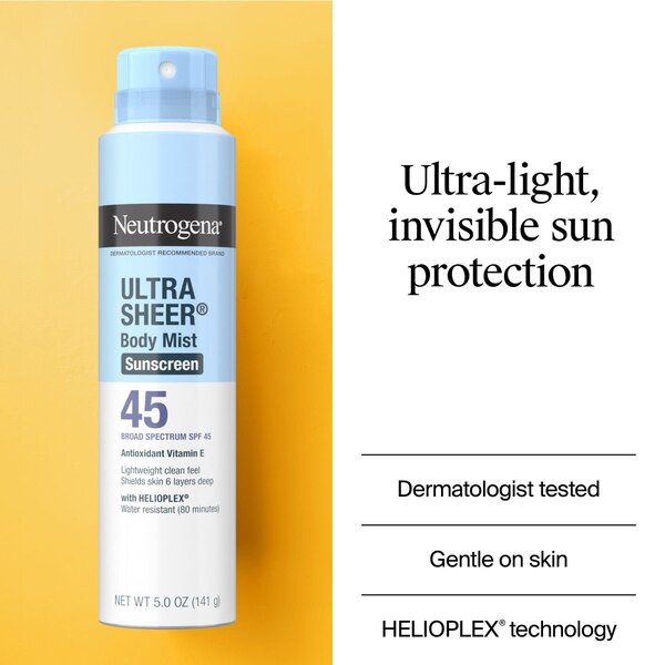Neutrogena Ultra Sheer Lightweight Sunscreen Spray, SPF 45, 5 OZ