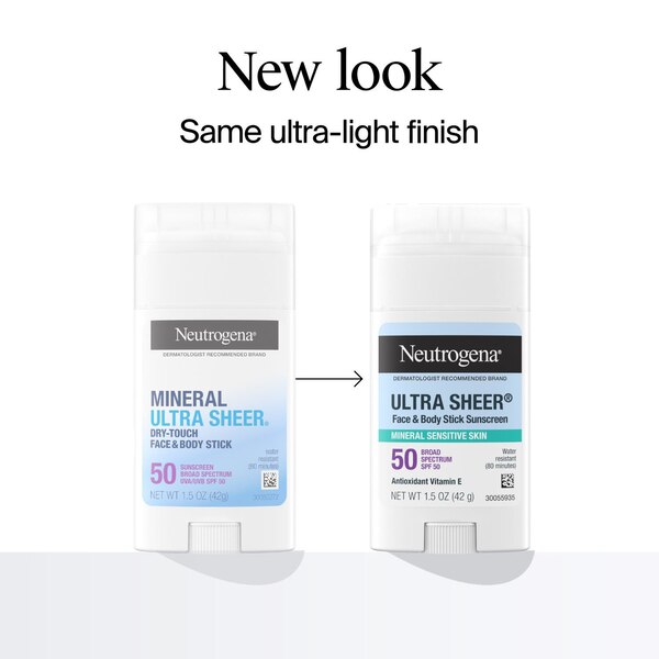 Neutrogena Ultra Sheer SPF 50 Zinc Mineral Sunscreen Stick, 1.5 OZ