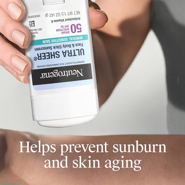 Neutrogena Ultra Sheer SPF 50 Zinc Mineral Sunscreen Stick, 1.5 OZ