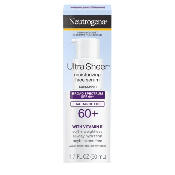 Neutrogena Ultra Sheer Moisturizing Serum, Vitamin E, SPF 60+, 1.7 OZ
