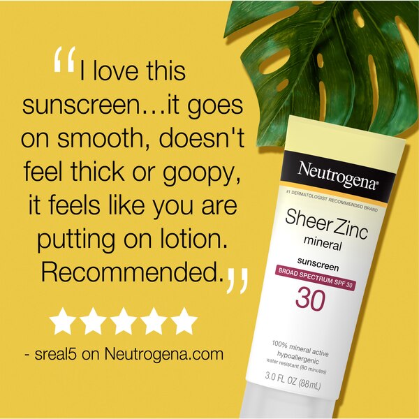 Neutrogena Sheer Zinc Dry-Touch Sunscreen, 3 OZ