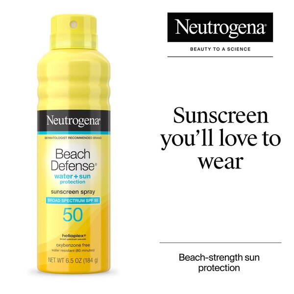 Neutrogena Beach Defense Oil-Free Body Sunscreen Spray, SPF 50, 6.5 OZ