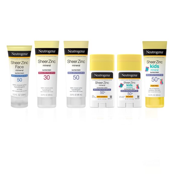 Neutrogena Sheer Zinc Kids Mineral Sunscreen Lotion, SPF 50+, 3 OZ