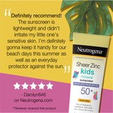 Neutrogena Sheer Zinc Kids Mineral Sunscreen Lotion, SPF 50+, 3 OZ, thumbnail image