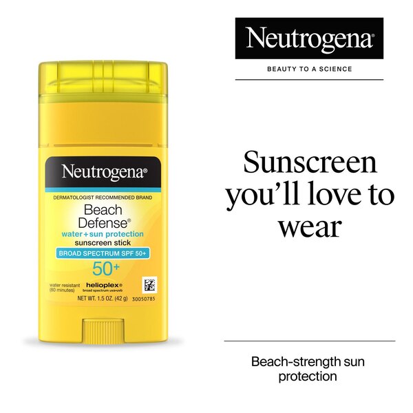Neutrogena Beach Defense Face & Body Sunscreen Stick SPF 50+, 1.5 OZ