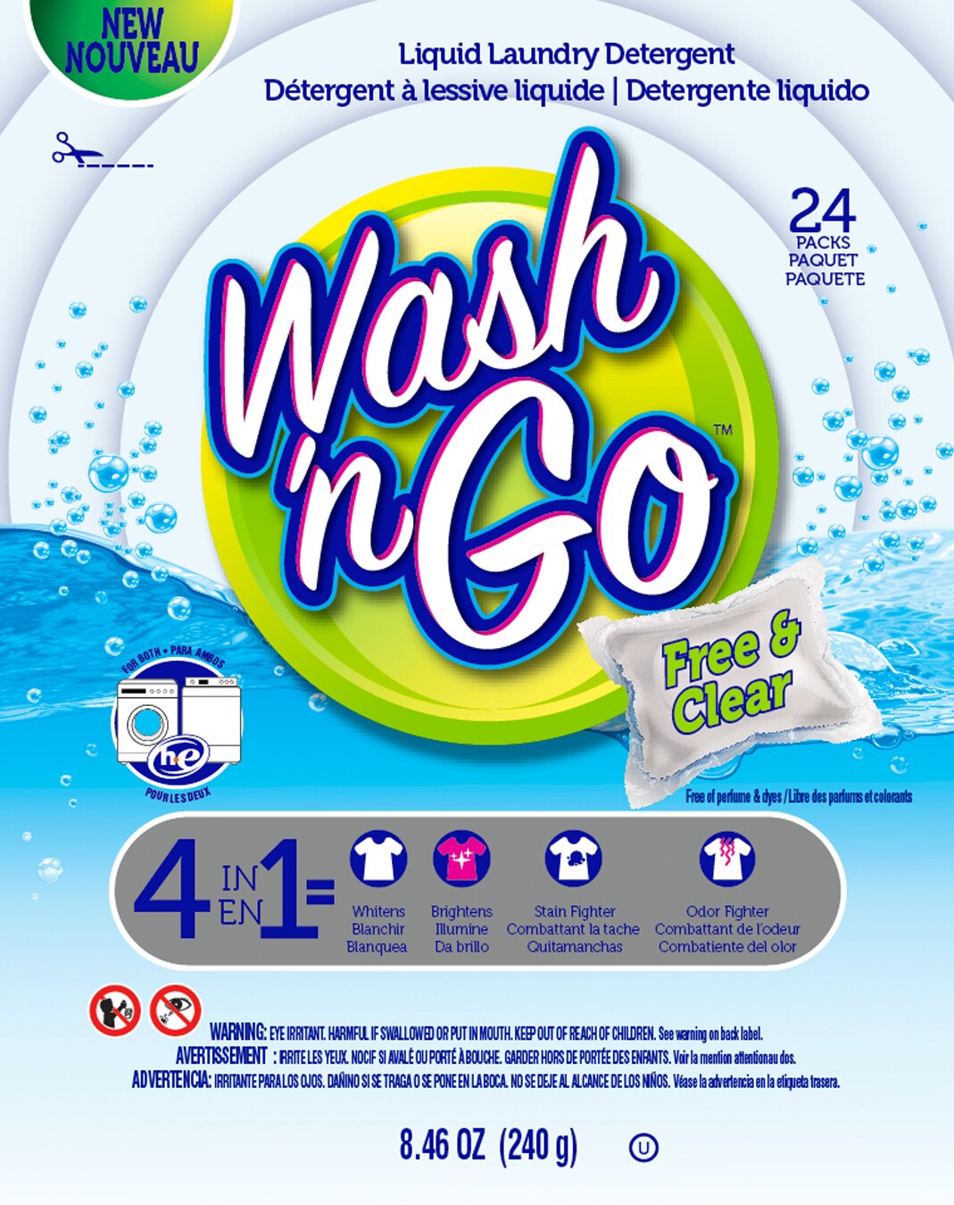 Wash 'n Go Free & Clear, 24 CT