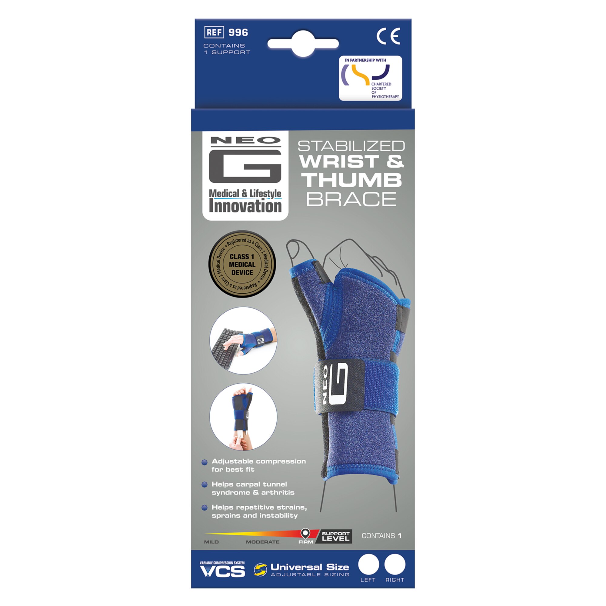 Neo G Stabilized Wrist & Thumb Brace, Right, One Size