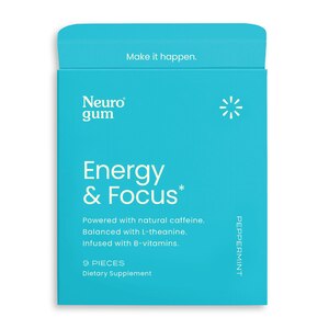 NeuroGum, Energy and Focus Gum, Mint Flavor, 9 CT