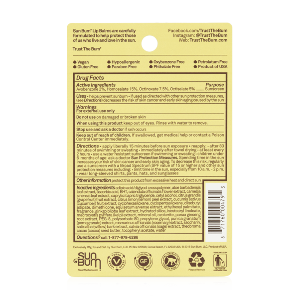 Sun Bum Sunscreen Lip Balm, 3CT