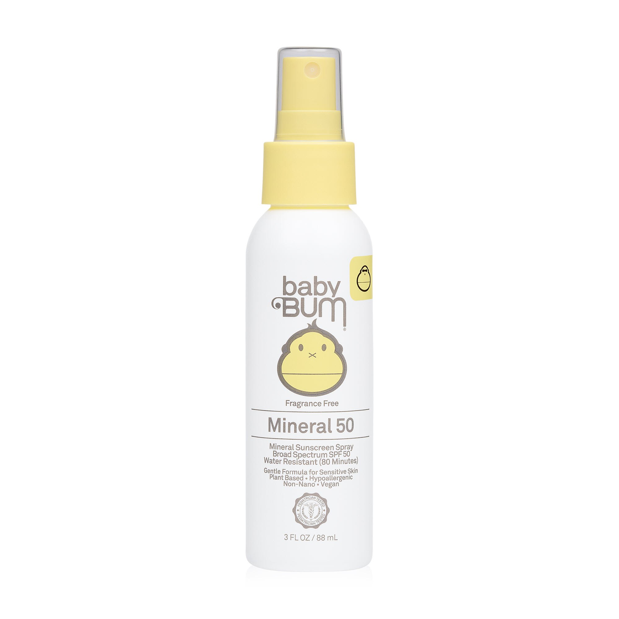 Baby Bum SPF 50 Mineral Sunscreen Spray for Sensitive Skin, Fragrance Free, Travel Size, 3 OZ