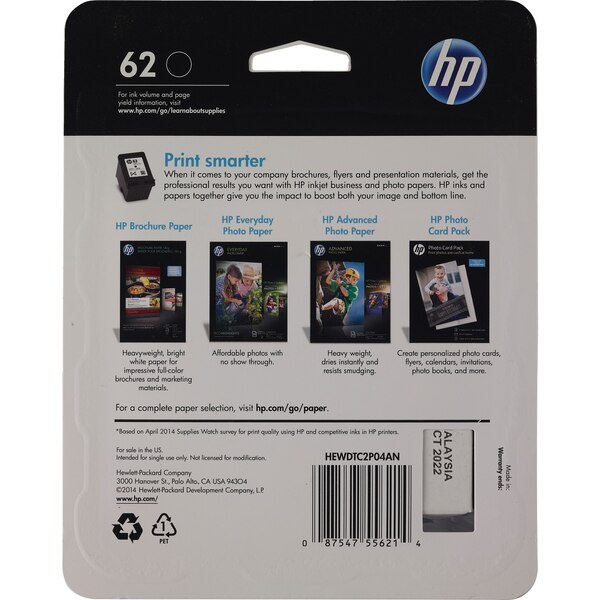 HP 62 Black Color Ink Cartridge