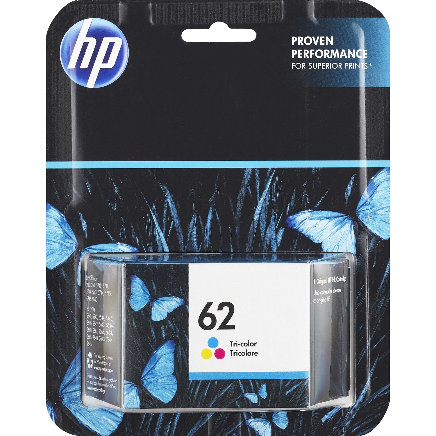 HP - Cartucho de tinta, 62 Tri-Color