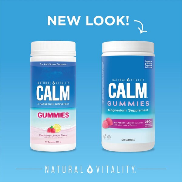 Natural Vitality Calm Magnesium Supplement Gummies, Raspberry-Lemon Flavor, 120 CT
