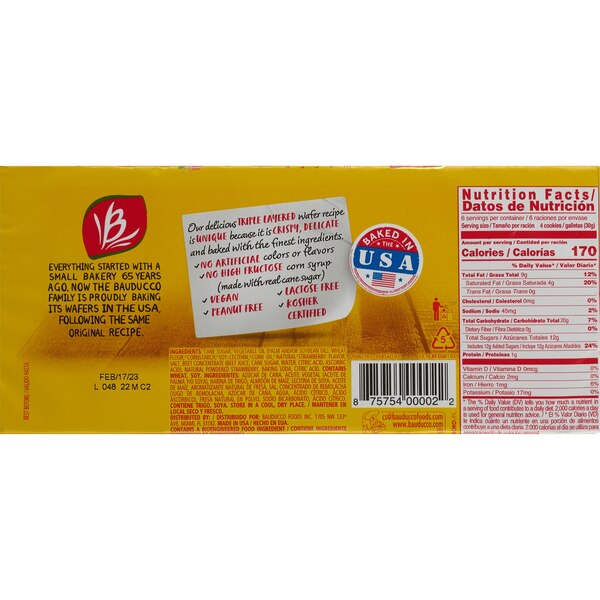 Bauducco Wafer, Strawberry, 5 OZ