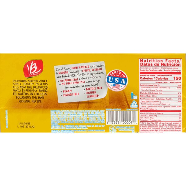 Bauducco Wafer, Vanilla, 5 OZ