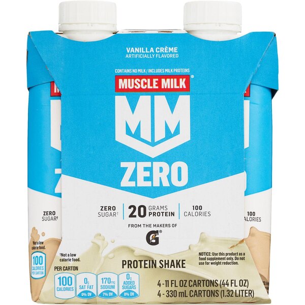 Muscle Milk Zero, Protein Shake, Vanilla, 4 PK
