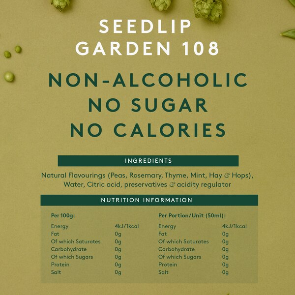 Seedlip Garden 108 Non-alcoholic Spirit, Calorie Free & Sugar Free, 700 ML