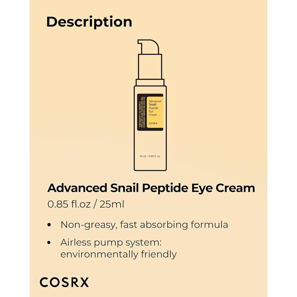 Cosrx Advanced Snail Peptide Eye Cream, 0.85 oz