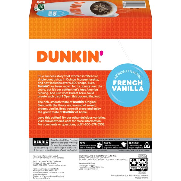 Dunkin' Original Blend, French Vanilla, Keurig K-Cup Pods, 22 ct