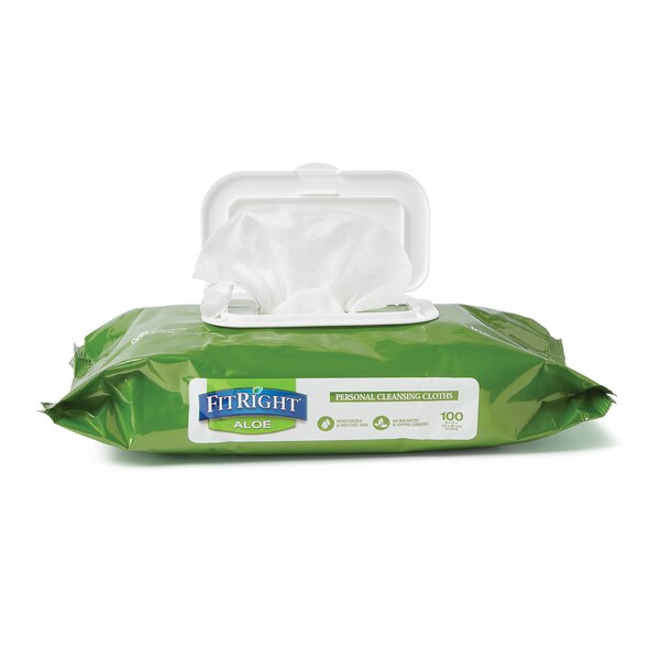 Medline FitRight Aloe Personal Cleansing Cloth Wipes