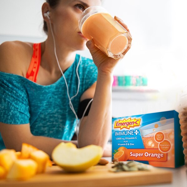 Emergenc-C Immune +Plus Vitamin D Drink Mix, Super Orange, 10 CT