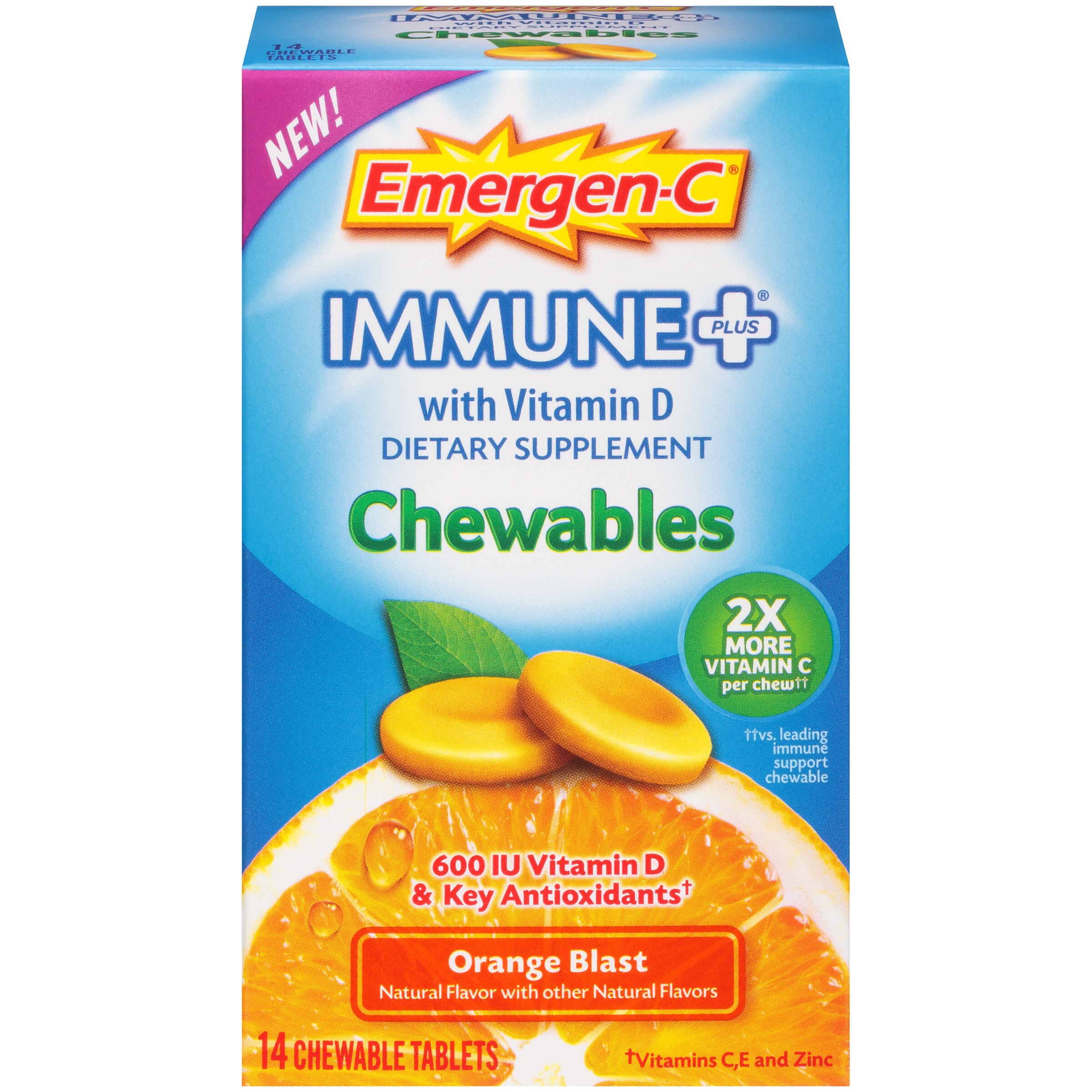 Emergen-C Immune+ with Vitamin D Chewable Tablets, 14 CT