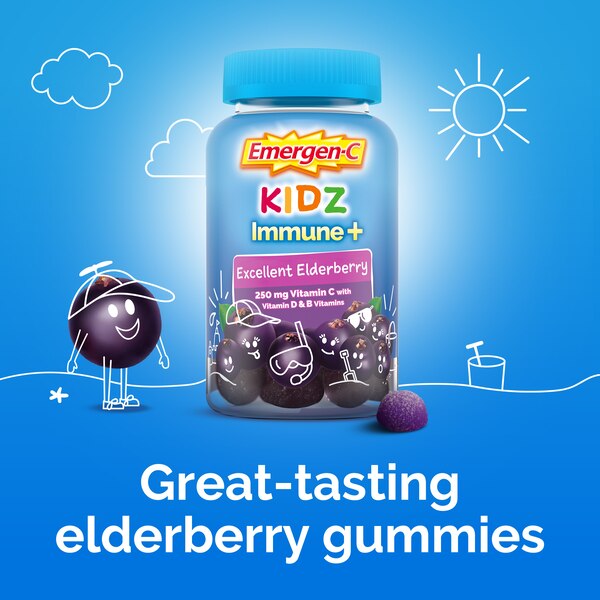 Emergen-C Kidz Immune+ Gummy Excellent Elderberry, 44 CT