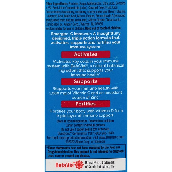 Emergen-C Immune+ Triple Action Powder, 10 ct, 3.1 oz