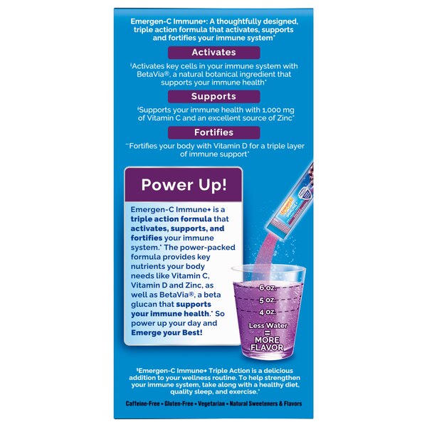 Emergen-C Immune+ Triple Action Immune Support Powder, 18 CT
