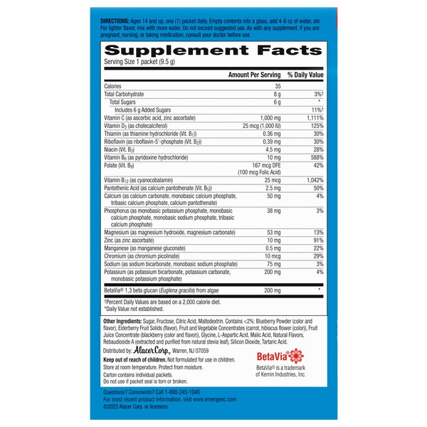 Emergen-C Immune+ Triple Action Immune Support Powder, 18 CT