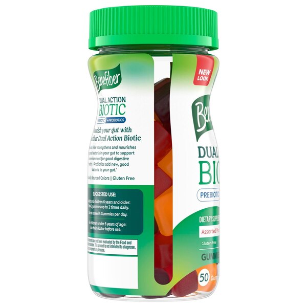 Benefiber Prebiotic and Probiotic Gummies, Assorted Fruit, 50 CT