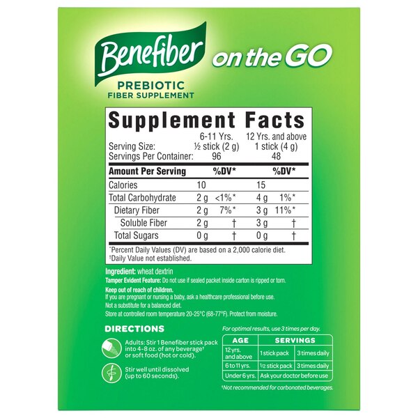 Benefiber Unflavored Sticks, 48 CT