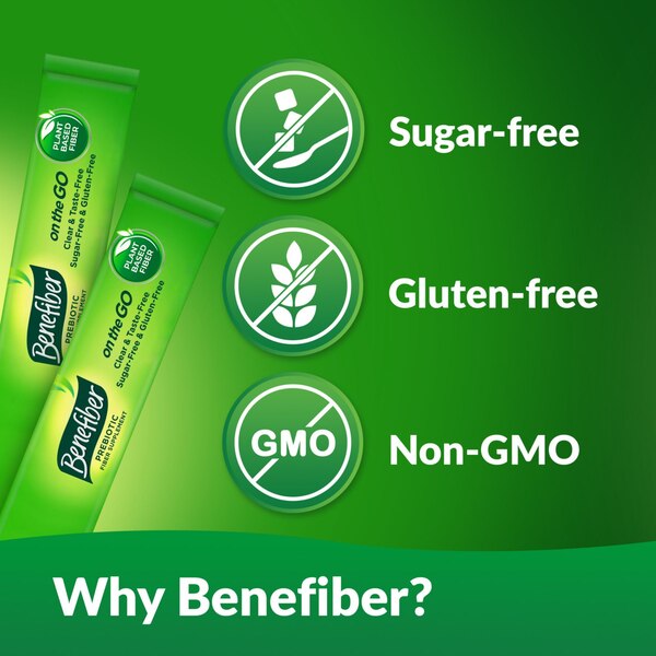 Benefiber Prebiotic Fiber Supplement Powder Stick Packs, Unflavored