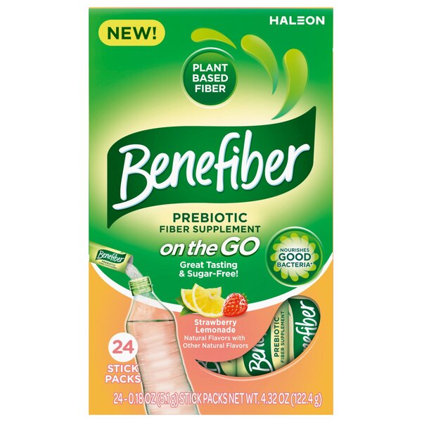 Benefiber Fiber Supplement, Strawberry Lemonade, 24 CT