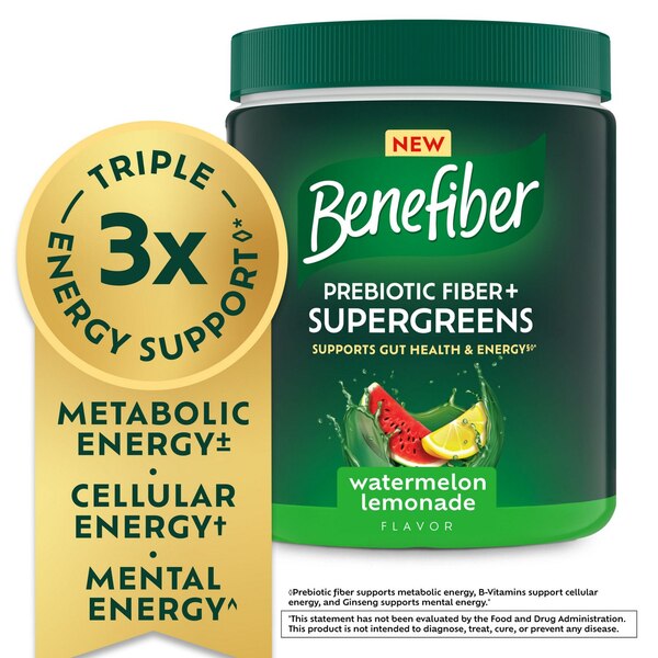 Benefiber Prebiotic Fiber Plus Supergreens, Watermelon Lemonade, 8.81 OZ
