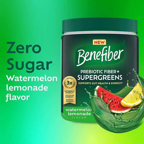 Benefiber Prebiotic Fiber Plus Supergreens, Watermelon Lemonade, 8.81 OZ